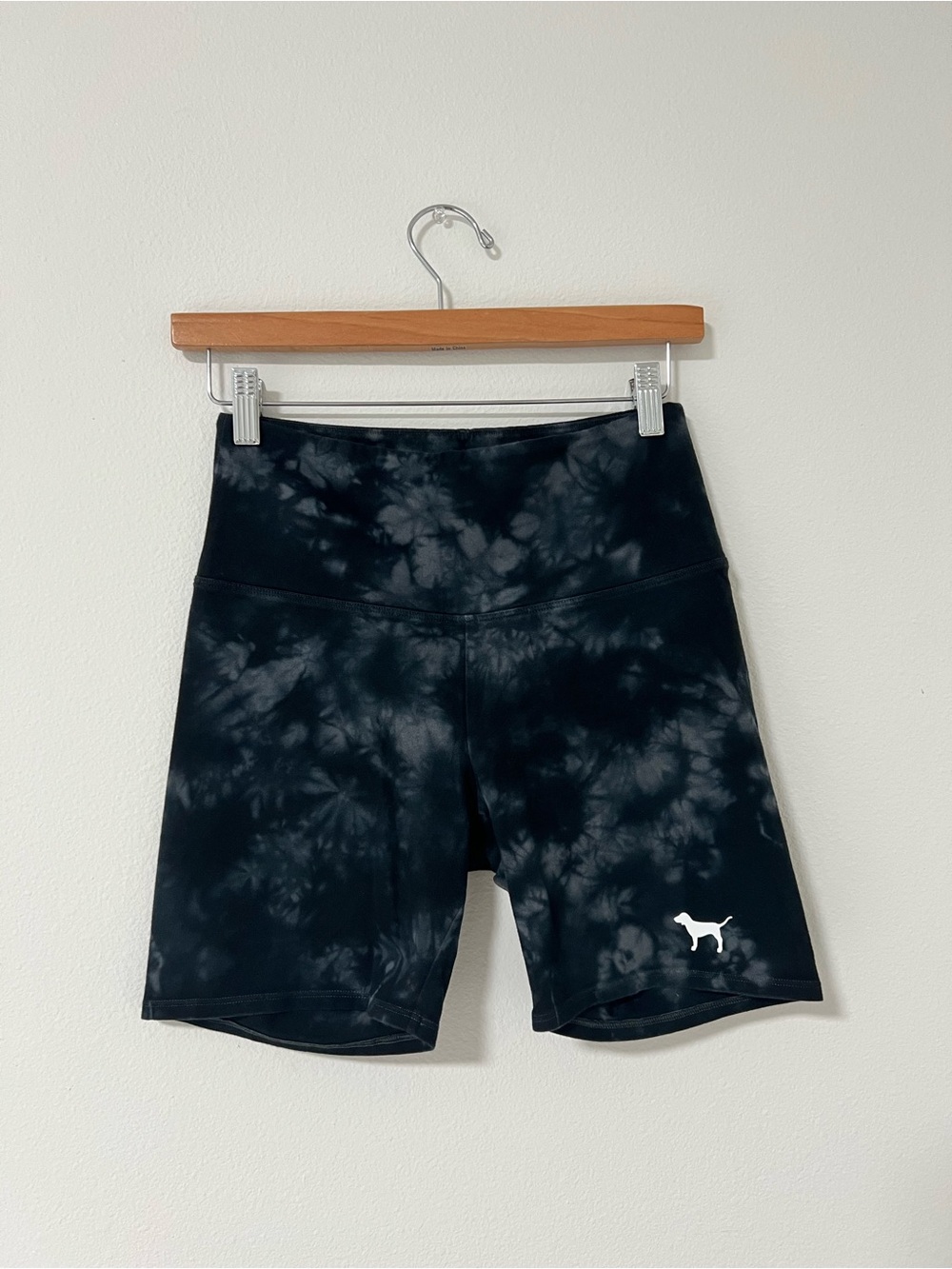 PINK Victoria's Secret Black Gray Marble Tie Dye Yoga Bike Shorts
